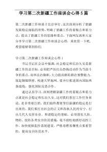 学习第二次新疆工作座谈会心得5篇