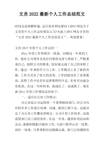 文员2022最新个人工作总结范文