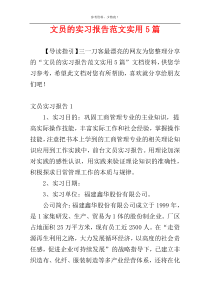 文员的实习报告范文实用5篇