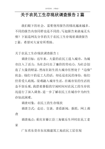 关于农民工生存现状调查报告2篇