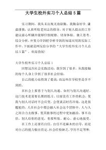 大学生校外实习个人总结5篇