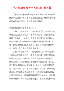 学习红旗渠精神个人剖析材料4篇