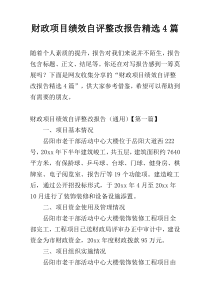 财政项目绩效自评整改报告精选4篇