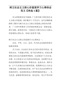 树立社会主义核心价值观学习心得体会范文【热选4篇】