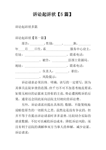 诉讼起诉状【5篇】