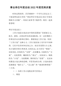 事业单位年度总结2022年度范例多篇