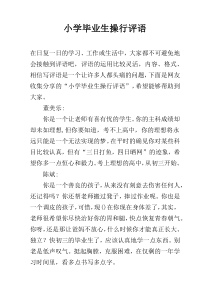 小学毕业生操行评语