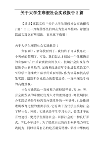 关于大学生寒假社会实践报告2篇