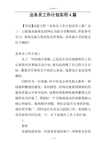 业务员工作计划实用4篇