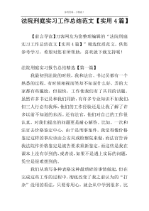 法院刑庭实习工作总结范文【实用4篇】