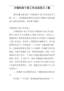 乡镇民政干部工作总结范文3篇