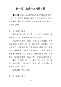 独一无二的我作文精编3篇