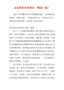 企业税务实训报告（精选4篇）