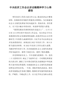 中央经济工作会议讲话稿精神学习心得感悟