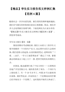 【精品】学生实习报告范文样例汇集【范例4篇】