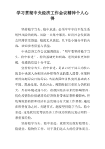 学习贯彻中央经济工作会议精神个人心得