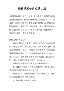 销售助理年终总结3篇