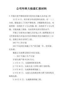 公司年终大检查汇报材料