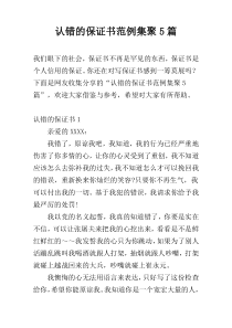 认错的保证书范例集聚5篇