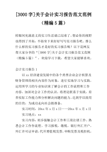 [3000字]关于会计实习报告范文范例（精编5篇）