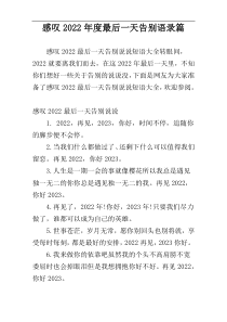 感叹2022年度最后一天告别语录篇