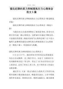 强化纪律约束力和制度执行力心得体会范文5篇