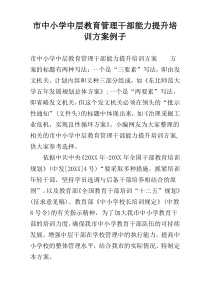 市中小学中层教育管理干部能力提升培训方案例子