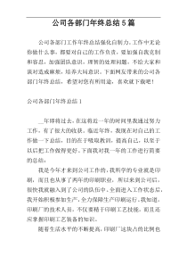 公司各部门年终总结5篇