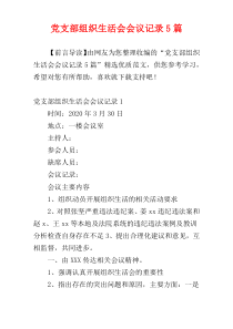 党支部组织生活会会议记录5篇