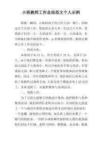 小班教师工作总结范文个人示例