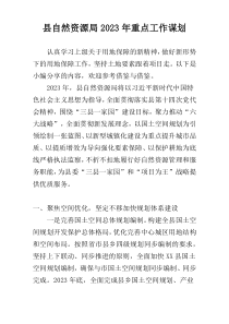 县自然资源局2023年重点工作谋划