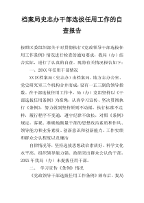 档案局史志办干部选拔任用工作的自查报告