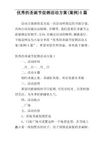 优秀的圣诞节促销活动方案(案例)5篇