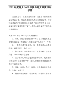 2022年度再见2022年度你好文案简短句子篇