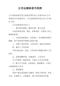 公司业绩承诺书范例