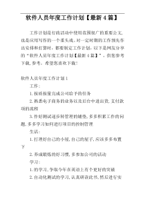 软件人员年度工作计划【最新4篇】