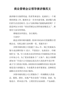 商业营销会议领导演讲稿范文