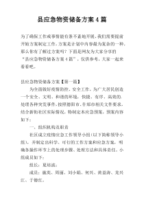 县应急物资储备方案4篇