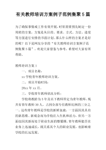 有关教师培训方案例子范例集聚5篇