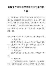 高校资产公司年度考核工作方案范例5篇