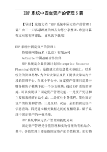 ERP系统中固定资产的管理5篇