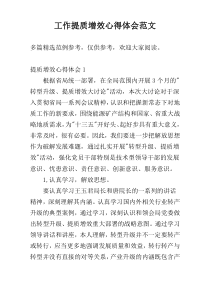 工作提质增效心得体会范文