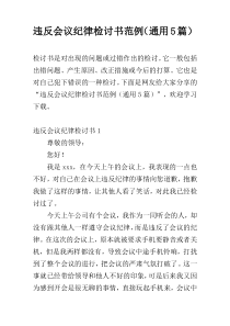 违反会议纪律检讨书范例（通用5篇）