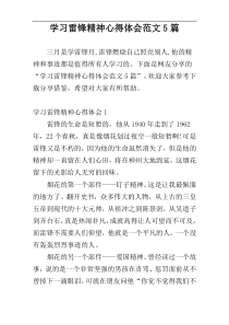 学习雷锋精神心得体会范文5篇