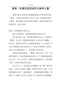 那是一次难忘的尝试作文参考4篇