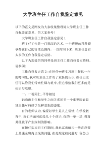 大学班主任工作自我鉴定意见