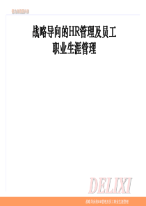 战略导向的HR管理及员工职业生涯管理