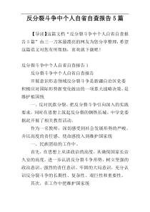 反分裂斗争中个人自省自查报告5篇