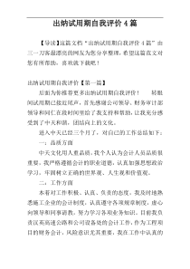 出纳试用期自我评价4篇