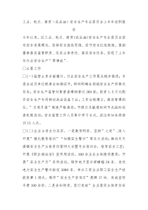 工业电力商贸成品油安全生产专业委员会上半年述职报告